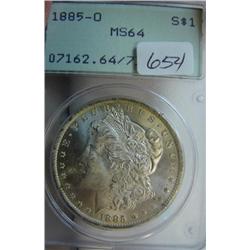 1885-O Morgan Silver Dollar PCGS MS 64