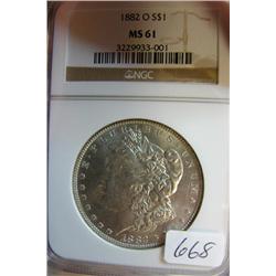 1882-O Morgan Silver Dollar NGC MS 61