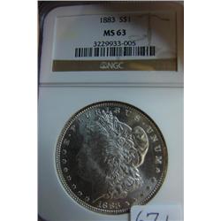 1883 Morgan Silver Dollar NGC MS 63