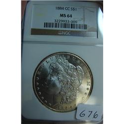 1884 Carson City Morgan Silver Dollar NGC MS 64