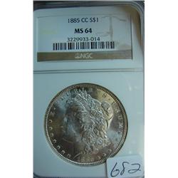 1885 Carson City Morgan Silver Dollar NGC MS 64