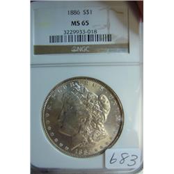 1886 Morgan Silver Dollar NGC MS65