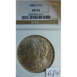 1886-O Morgan Silver Dollar NGC AU 55
