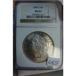 1886-S Morgan Silver Dollar NGC MS 64