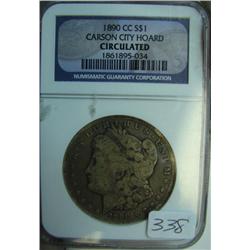 1890 Carson City Silver Dollar NGC Circulated