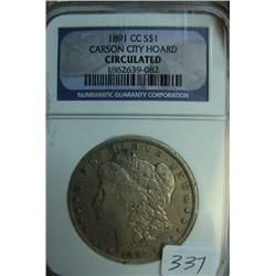 1891 Carson City Silver Dollar NGC Circulated