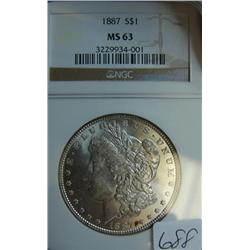 1887 Morgan Silver Dollar NGC MS 63