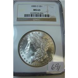 1888-O Morgan Silver Dollar NGC MS 63