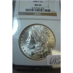 1888-S Morgan Silver Dollar NGC MS 64