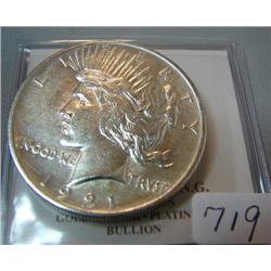 1921 Peace Silver Dollar XF Cleaned