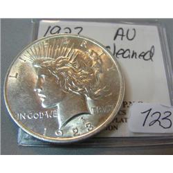 1923 Peace Silver Dollar - AU cleaned