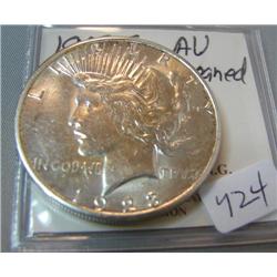 1923-S Peace Silver Dollar AU cleaned