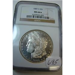 1889-S* Morgan Silver Dollar NGC MS 64*
