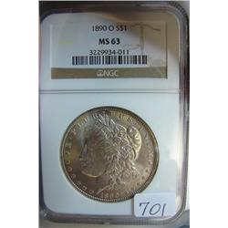 1890-O Morgan Silver Dollar NGC MS 63
