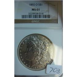 1892-O Morgan Silver Dollar NGC MS 61