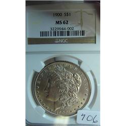 1900 Morgan Silver Dollar NGC MS 62