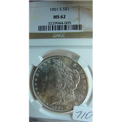 1901-S Morgan Silver Dollar NGC MS 62