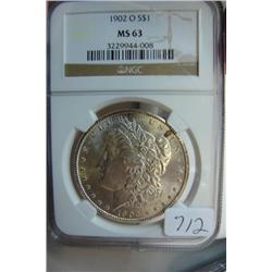 1902-O Morgan Silver Dollar NGC MS 63