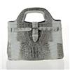 Image 1 : Ladies Gray & White Crocodile Handbag (ACT-025)