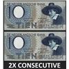 Image 1 : Netherlands 2x Consecutive 10 Gulden 1944 Man with Hat Pick 59