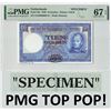 Image 1 : Netherlands 10 Gulden 1949 Specimen Pick 83s PMG Superb Gem UNC 67 EPQ TOP POP