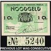 Image 1 : Netherlands 1 Cent 1940 AU/UNC Hattem Noodgeld Emergency Money PL506.1 (Previous lot was Consecutive
