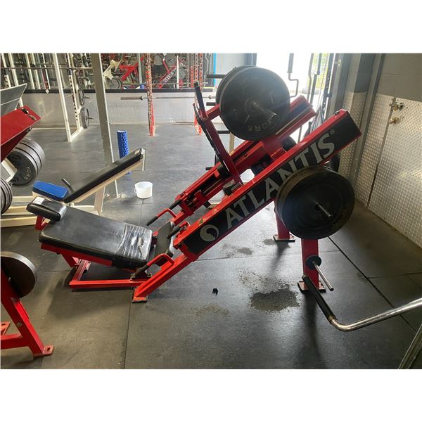ATLANTIS COMMERCIAL FREE WEIGHT INVERTED LEG PRESS MACHINE WITH 12 - 45LBS PLATES