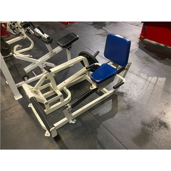 CYBEX COMMERCIAL FREE WEIGHT SITTING CALF RAISE MACHINE WITH 1 - 45LBS PLATE AND 1 - 25LBS PLATE