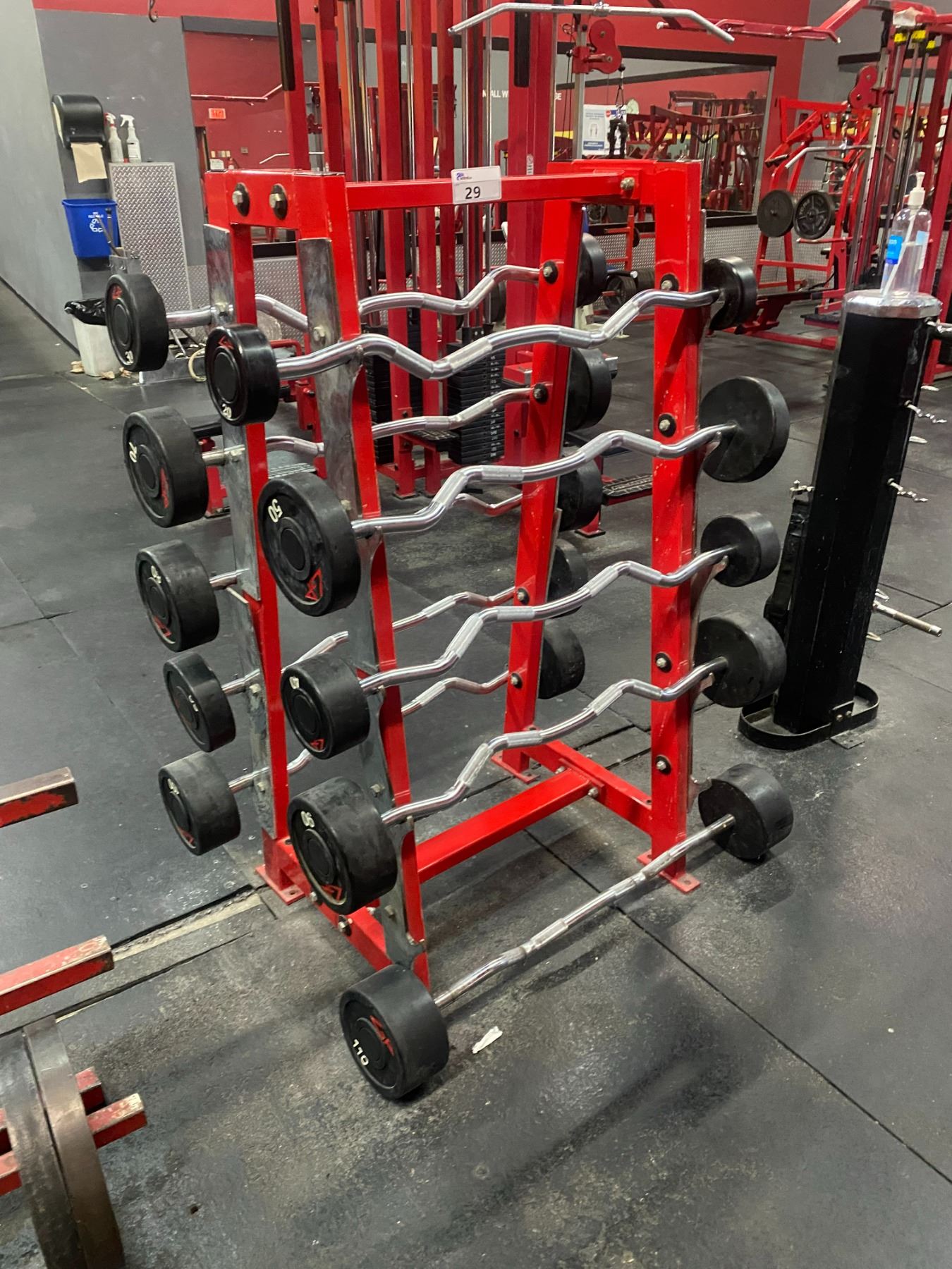 HAMMER STRENGTH COMMERCIAL 10 SLOT BAR BELL RACK WITH 10 ASSORTED ...