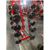 Image 2 : HAMMER STRENGTH COMMERCIAL 10 SLOT BAR BELL RACK WITH 10 ASSORTED BARBELL WEIGHTS (20LBS-110LBS)