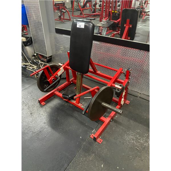 HAMMER STRENGTH COMMERCIAL FREE WEIGHT SEATED/STANDING SHRUG MACHINE WITH PAIR OF 45LBS PLATES