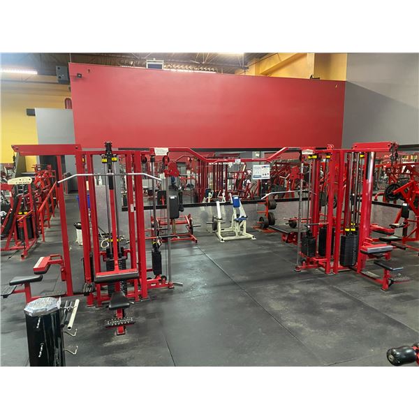 ATLANTIS COMMERCIAL VARIABLE WEIGHT LARGE MULTIFUNCTION CABLE WORKOUT SYSTEM WITH HIGH ROW, SEATE...