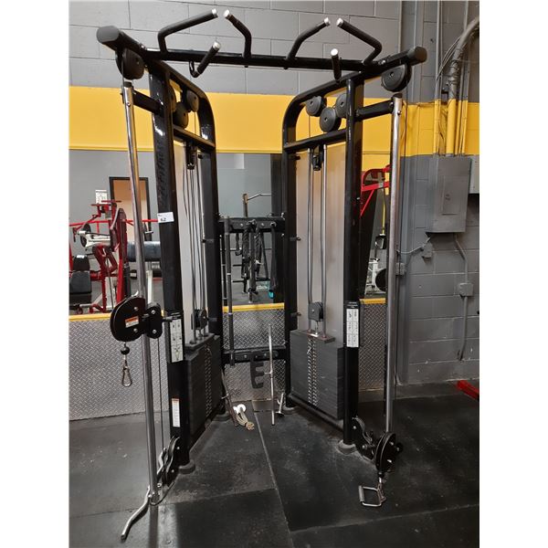 LIFE FITNESS COMMERCIAL VARIABLE WEIGHT DUAL ADJUSTABLE CABLE PULLY MACHINE WITH ASSORTED CABLE A...