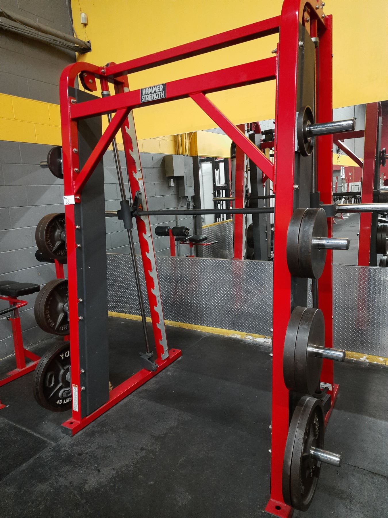 HAMMER STRENGTH COMMERCIAL FREE WEIGHT GUIDED SQUAT RACK WITH 14 ...