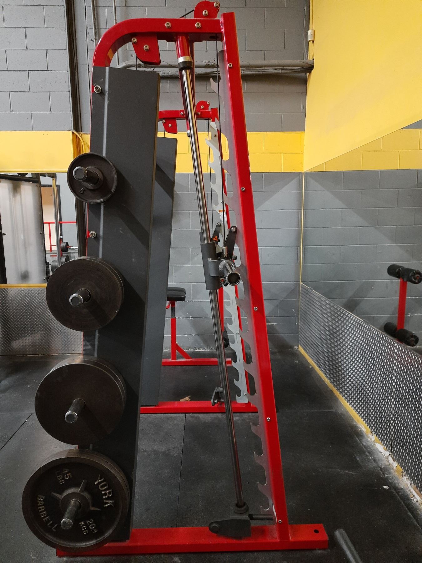 HAMMER STRENGTH COMMERCIAL FREE WEIGHT GUIDED SQUAT RACK WITH 14 ...