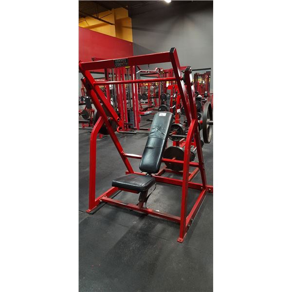 HAMMER STRENGTH COMMERCIAL FREE WEIGHT INCLINED CHEST PRESS MACHINE WITH PAIR OF 45LBS PLATES