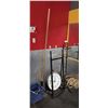 Image 1 : LOT OF ASSORTED GYM RACK AND ACCESSORIES INCLUDING ROPE, CABLE ATTACHMENTS, MEDICINE BALL RACK, S...