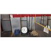 Image 3 : LOT OF ASSORTED GYM RACK AND ACCESSORIES INCLUDING ROPE, CABLE ATTACHMENTS, MEDICINE BALL RACK, S...