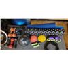 Image 2 : LOT OF ASSORTED COMMERCIAL GYM ACCESSORIES INCLUDING PADDED MATS, DUMBBELLS, MEDICINE BALL, ROLLE...