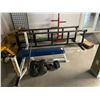 Image 1 : COMMERCIAL FREE WEIGHT BENCH PRESS FOR REPAIRS, 2 DUMBBELL WEIGHT RACKS (NO WEIGHTS) 5 SLOT PLATE...