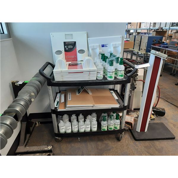 ASSORTED EYE WASH SOLUTION OPHTALMIQUE, EYE WASH STATION CASE, NOTICE ENCLOSED CORK BOARD