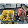 Image 2 : ASSORTED HEAVY DUTY CHAIN, PIN ANCHORS, HOOKS, 1/2 TON CHAIN HOIST AND BLUE MOBILE 2 TIER PRODUCT
