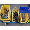 Image 3 : ASSORTED HEAVY DUTY CHAIN, PIN ANCHORS, HOOKS, 1/2 TON CHAIN HOIST AND BLUE MOBILE 2 TIER PRODUCT