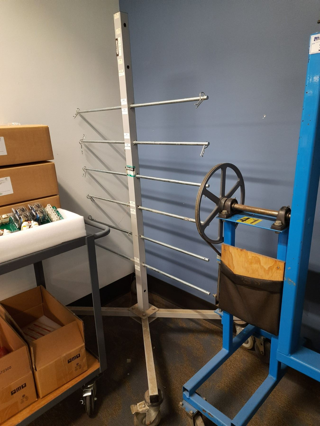 MOBILE 12 ROD COIL RACK AND MOBILE ADJUSTABLE ROTATING WORK STATION ...