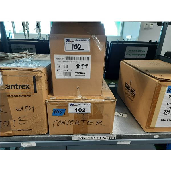 XANTREX XADC 8012 CONVERTER CHARGER AND 5 XANTREX XPOWER POCKET INVERTERS