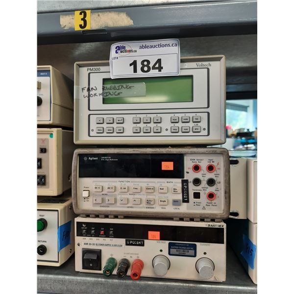 VOLTECH PM300, AGILENT 34401A DIGITAL MULTIMETER AND XANTREX XHR33-33 DC POWER SUPPLY SINGLE OUTPUT