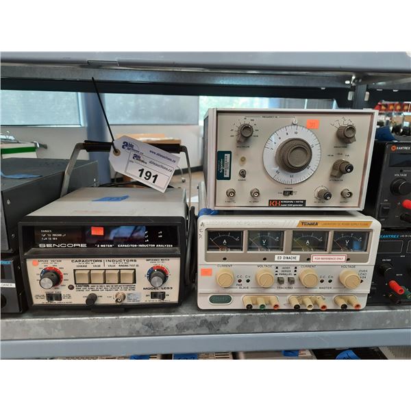 SENCORE Z METER LC53 CAPACITOR INDUCTOR ANALYZER, KROHN-HITE 5100 GENERATOR AND TENMA 72-2080