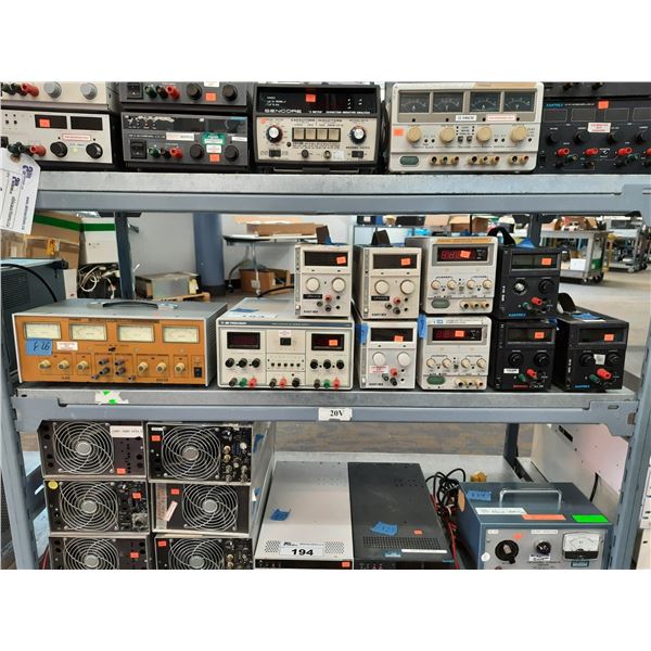 SHELF OF ASSORTED DC POWER SUPPLIES