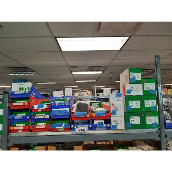 SHELF OF ASSORTED ELECTRICAL COMPONENTS