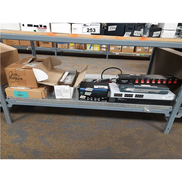 SHELF OF ASSORTED ELECTRICAL COMPONENTS